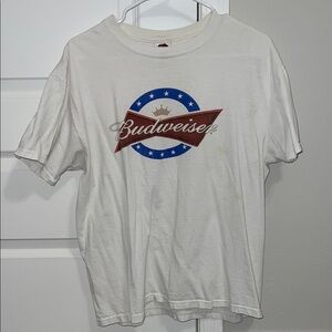 VINTAGE 90s Budweiser White and Red Logo Tee